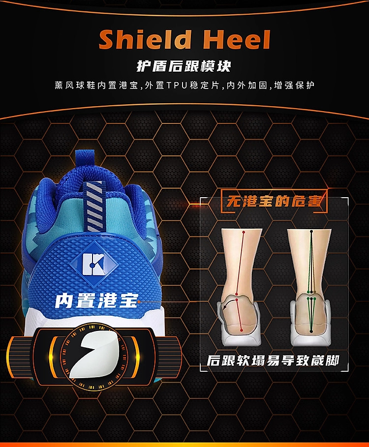 Công nghệ SHIELDS HEEL của Giày Cầu Lông Kumpoo KH-E301 Xanh Chính Hãng