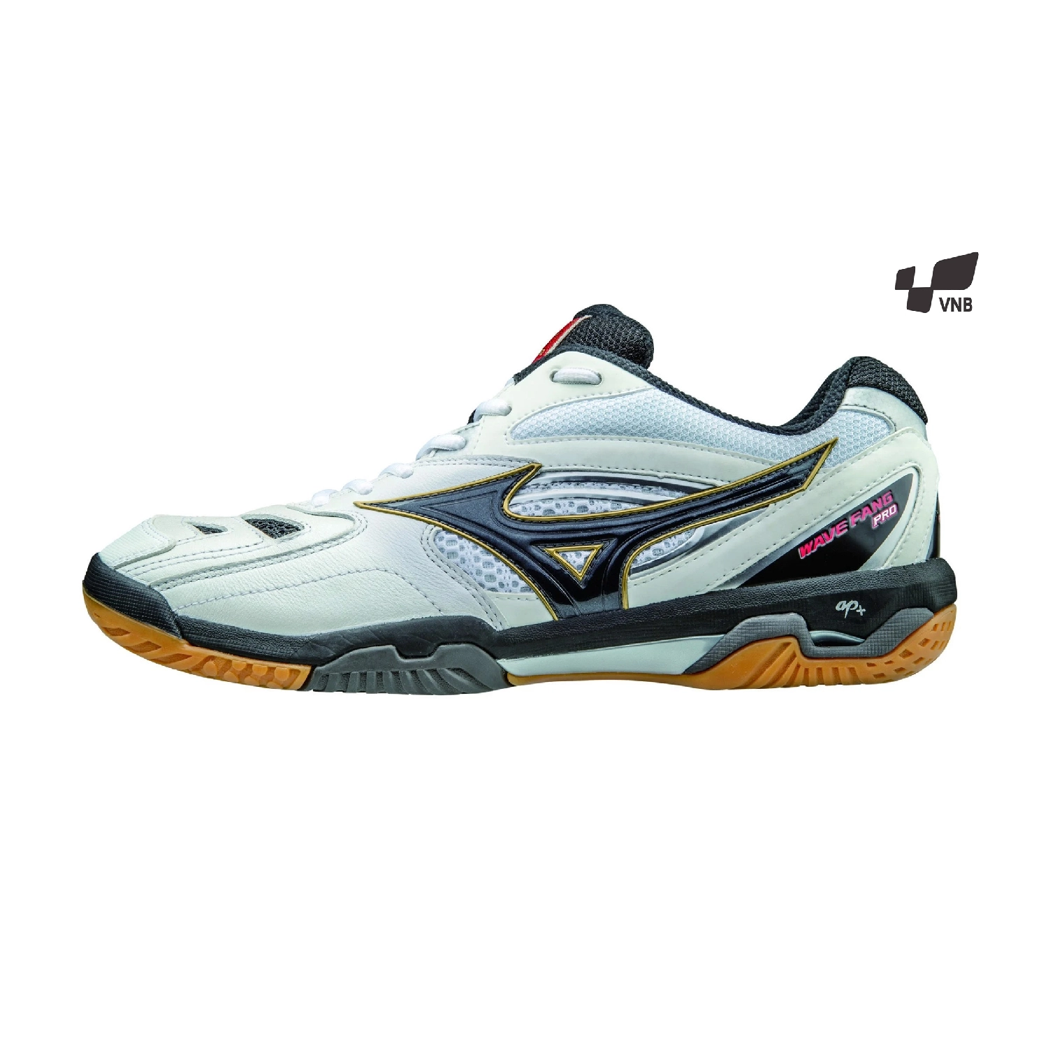 Giày cầu lông Mizuno Wave Fang Pro - Trắng đen vàng